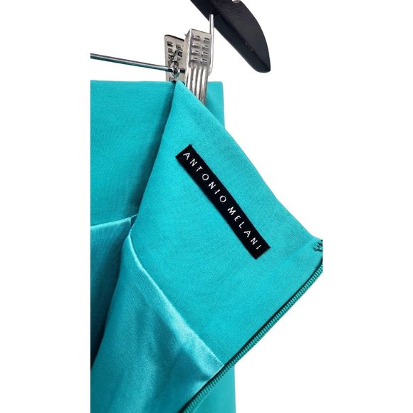 ANTONIO MELANI Pencil Skirt Knee-length Stretchy Soft Fitted Knee-length Teal - Picture 7 of 10